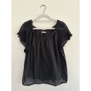 Ulla Johnson Black Crochet Sleeve Women's Top